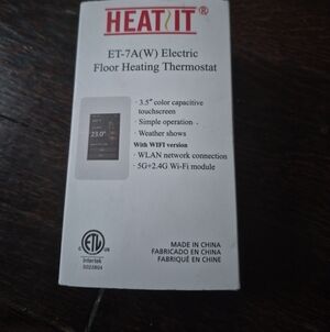 Heat It ET-7A (W) Electric Floor Heating Thermostat 3.5" Color Capacitive...
